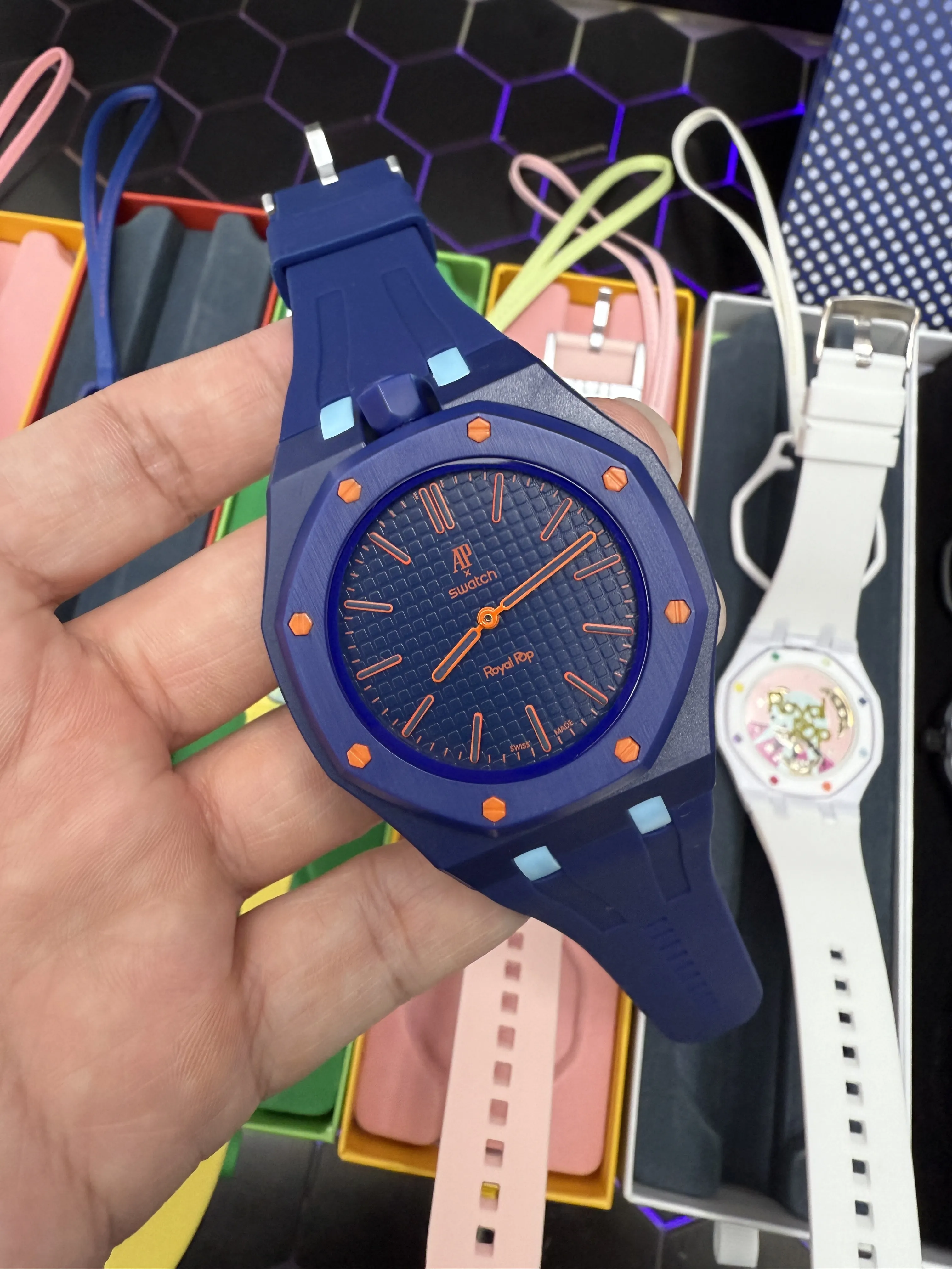 Audemars Piguet Royal Oak-Style Navy Orange Accent Strap Watch D202519527 — view 2