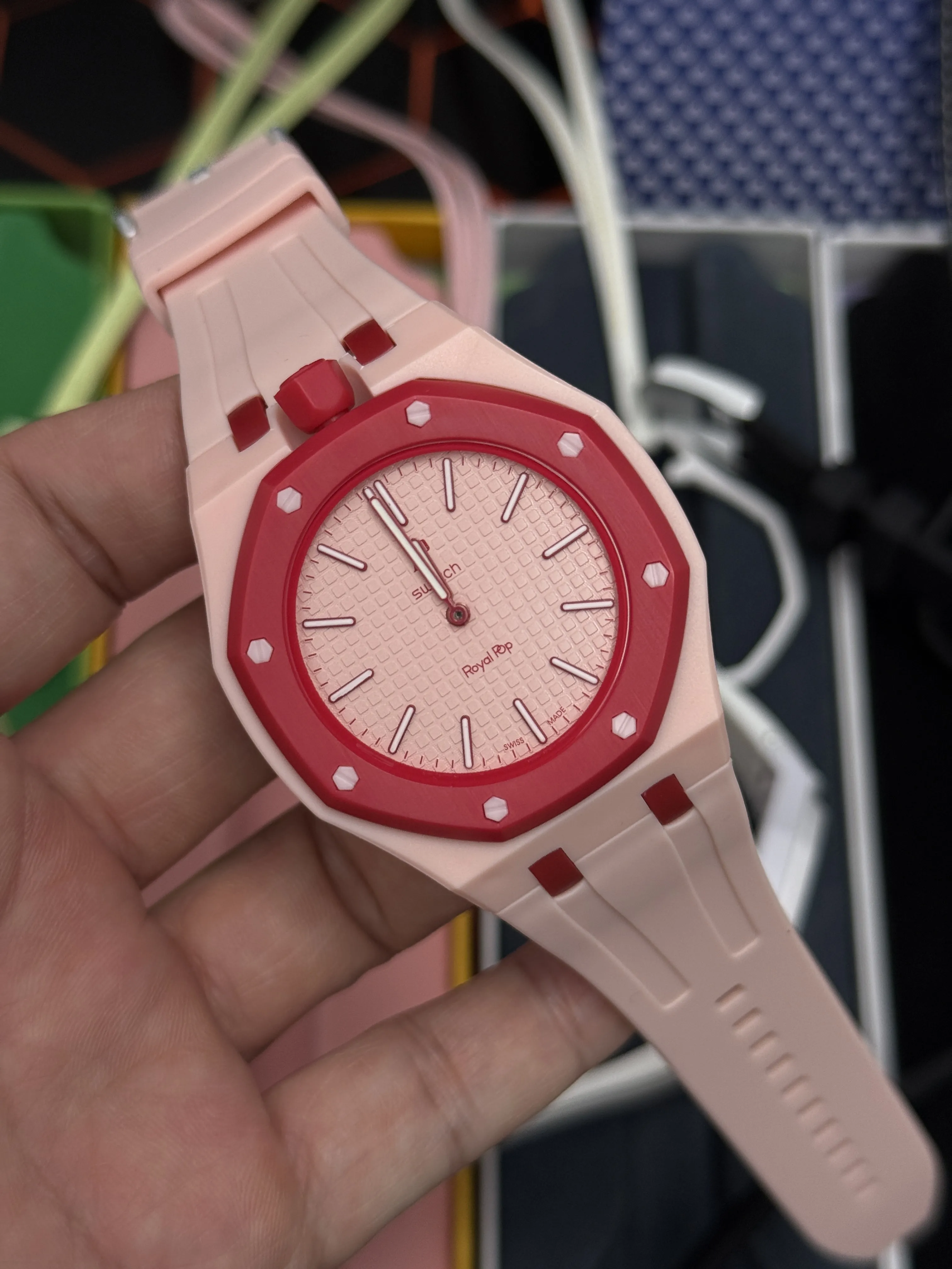 Audemars Piguet Royal Oak-Style Pink Red Accent Strap Watch D202519529 — view 5