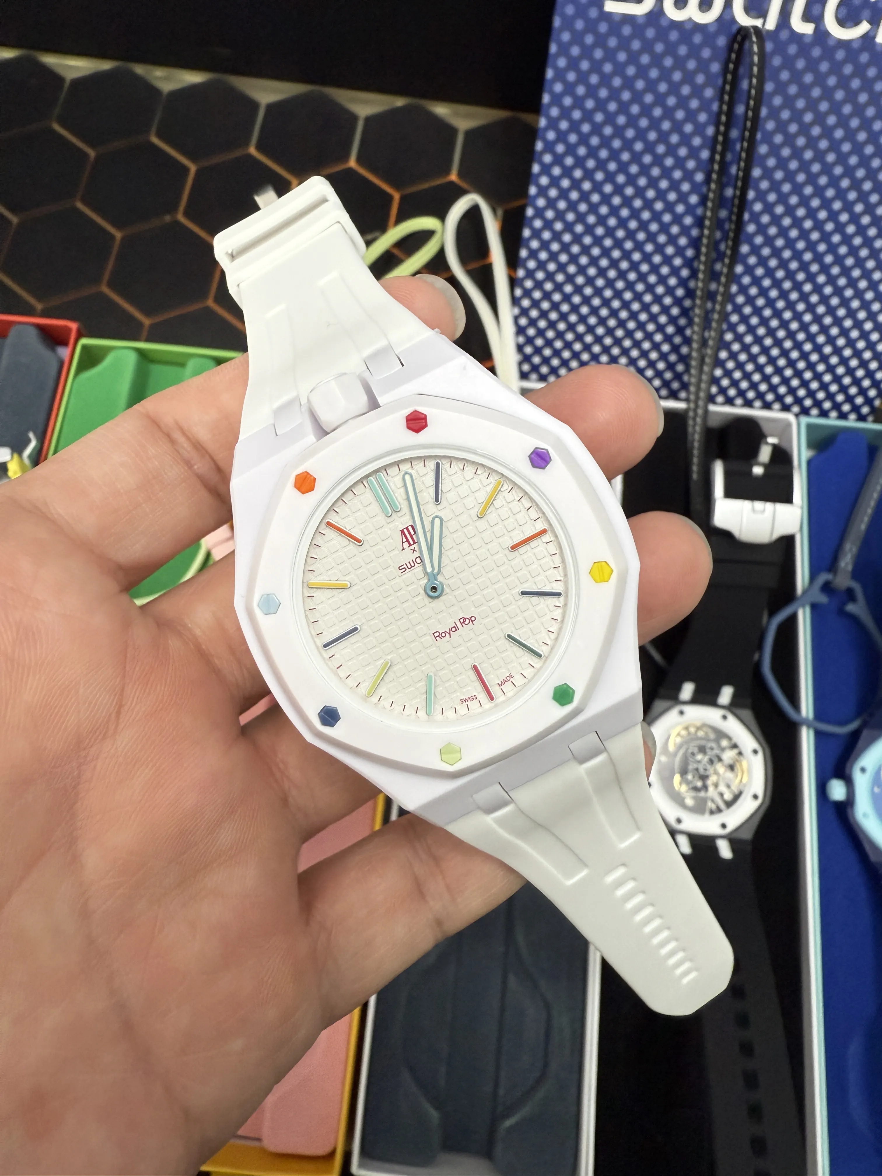 Audemars Piguet Royal Oak-Style White Rainbow Accent Strap Watch D202519530 — view 2