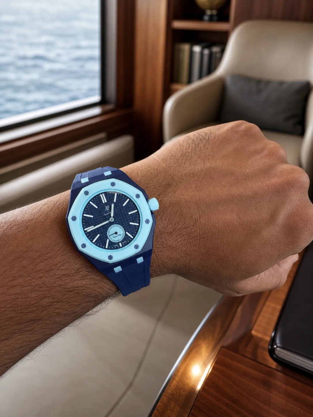 Audemars Piguet Royal Oak-Style Navy Ice-Blue Small Seconds Watch D202519532