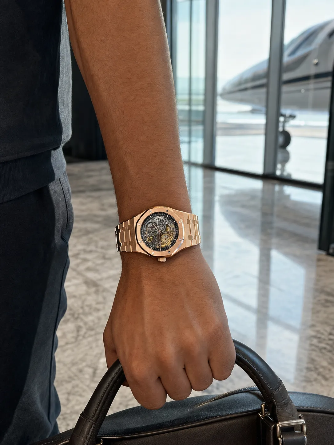 Audemars Piguet Royal Oak-Style Rose-Gold-Tone Openworked Watch D499519534