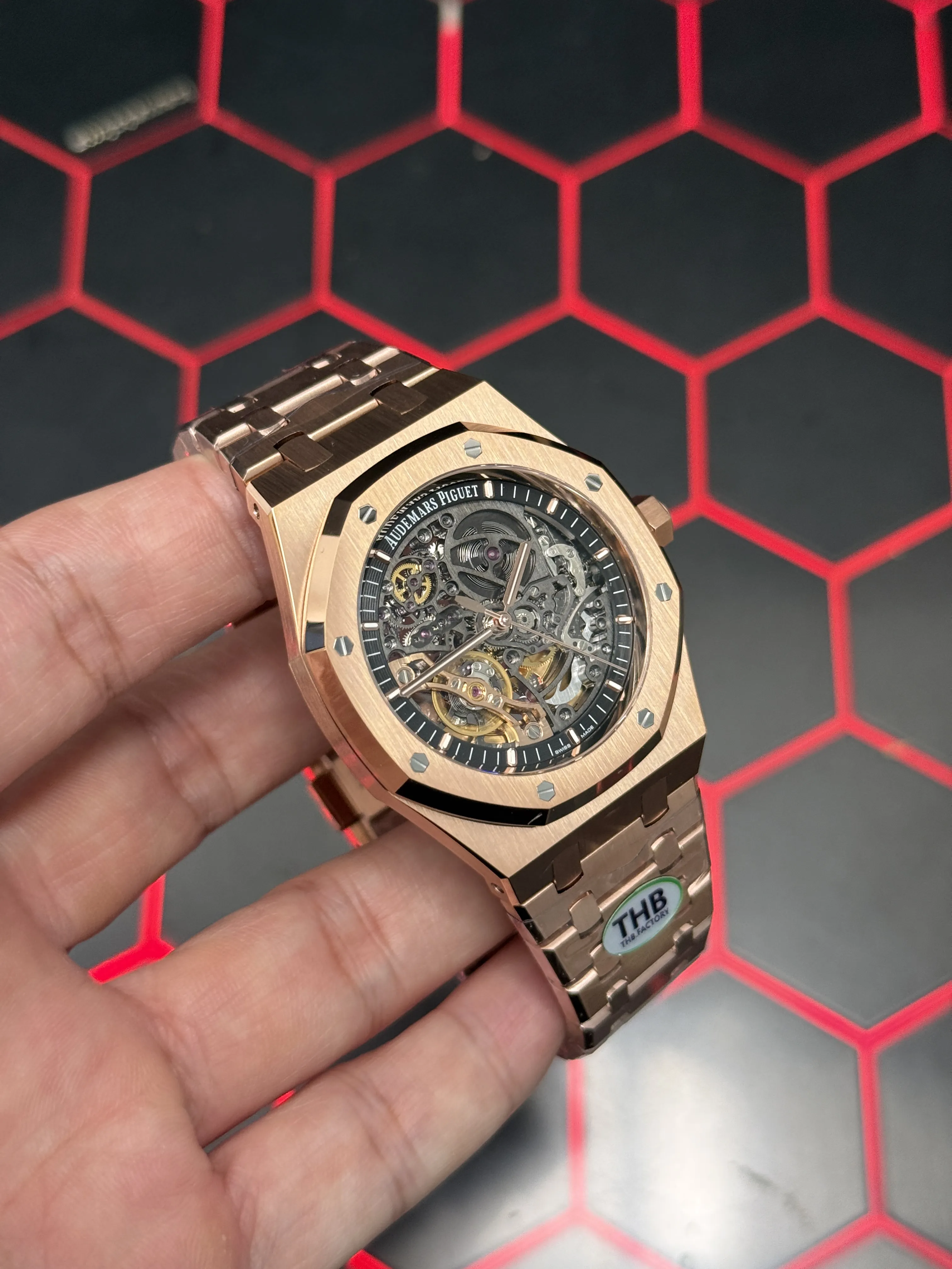 Audemars Piguet Royal Oak-Style Rose-Gold-Tone Openworked Watch D499519534 — view 4