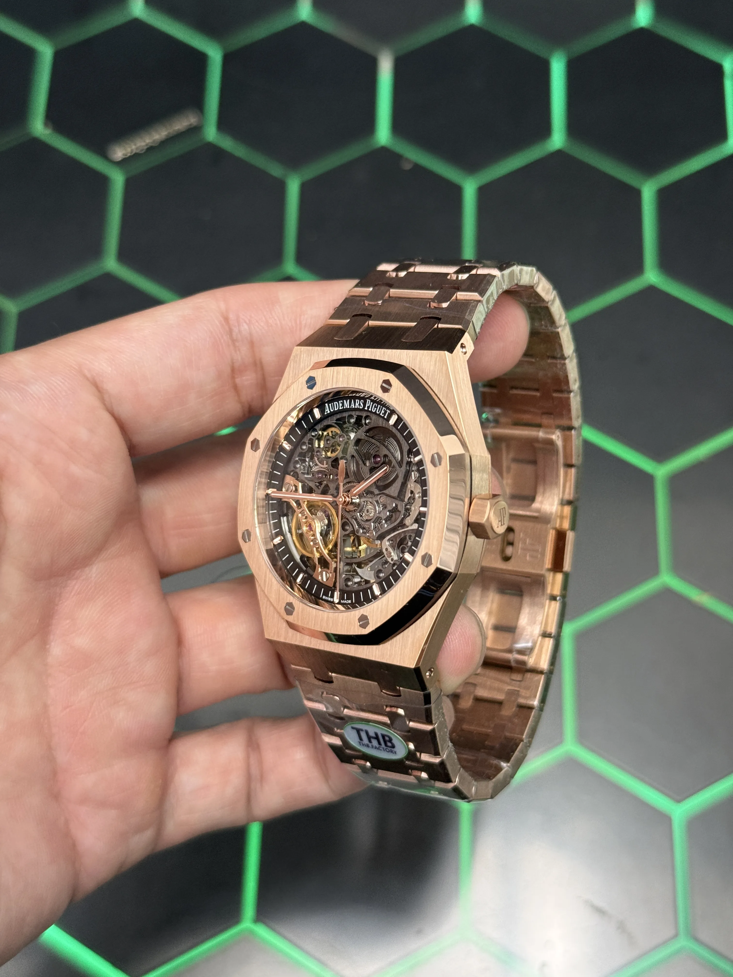Audemars Piguet Royal Oak-Style Rose-Gold-Tone Openworked Watch D499519534 — view 5
