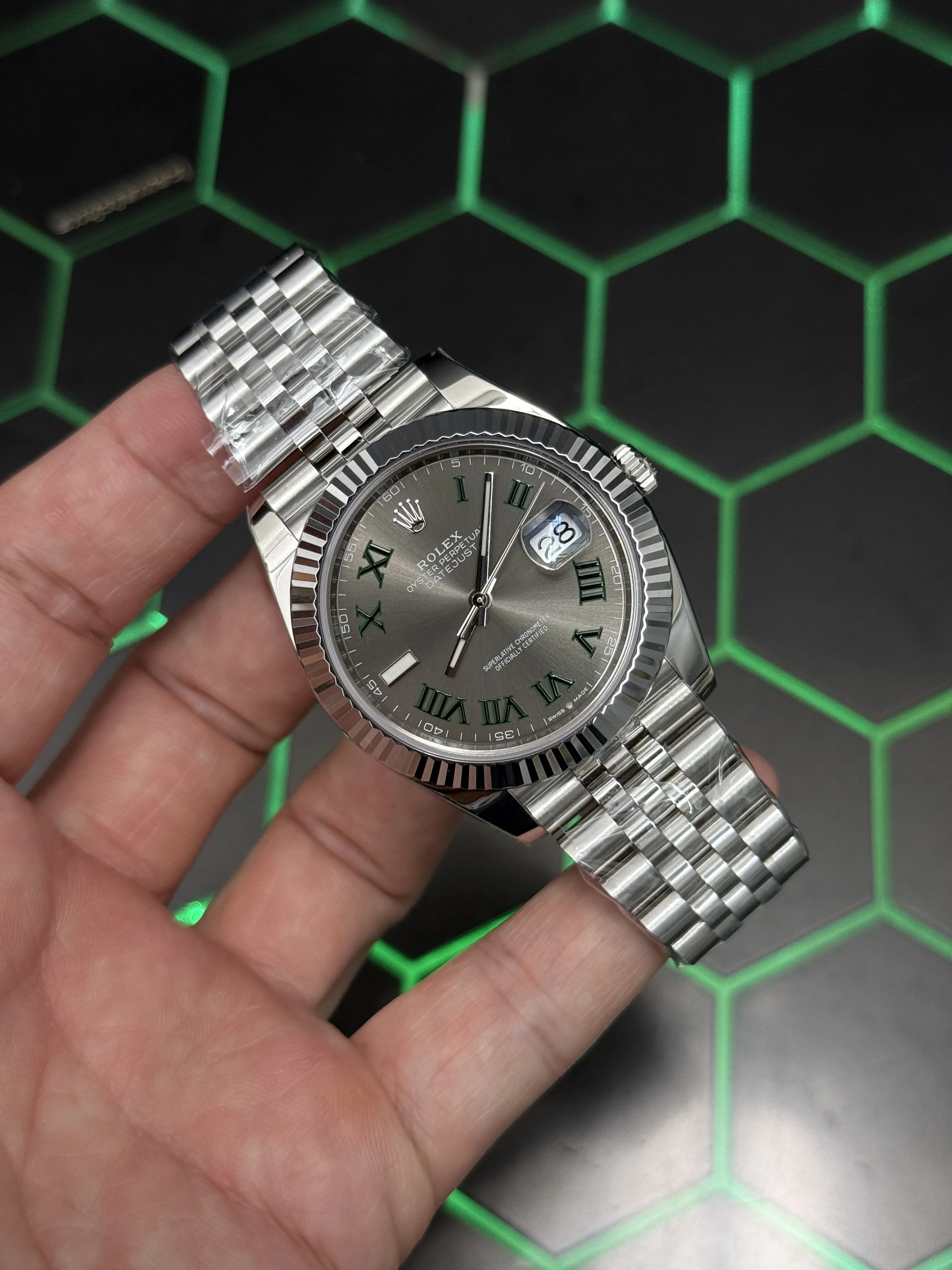Rolex Datejust-Style Silver Charcoal Roman Dial Jubilee Watch D391519537 — view 2