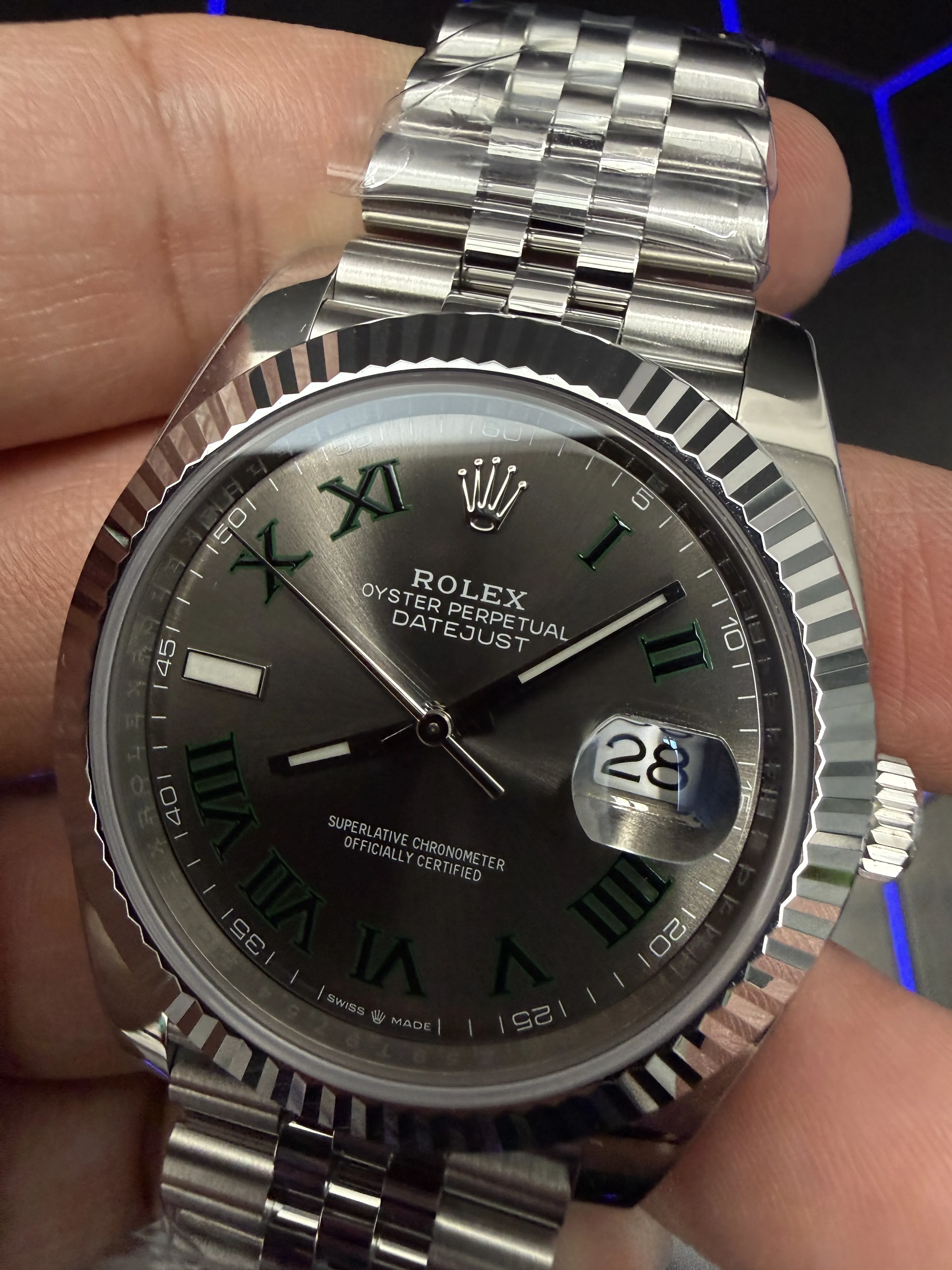 Rolex Datejust-Style Silver Charcoal Roman Dial Jubilee Watch D391519537 — view 9