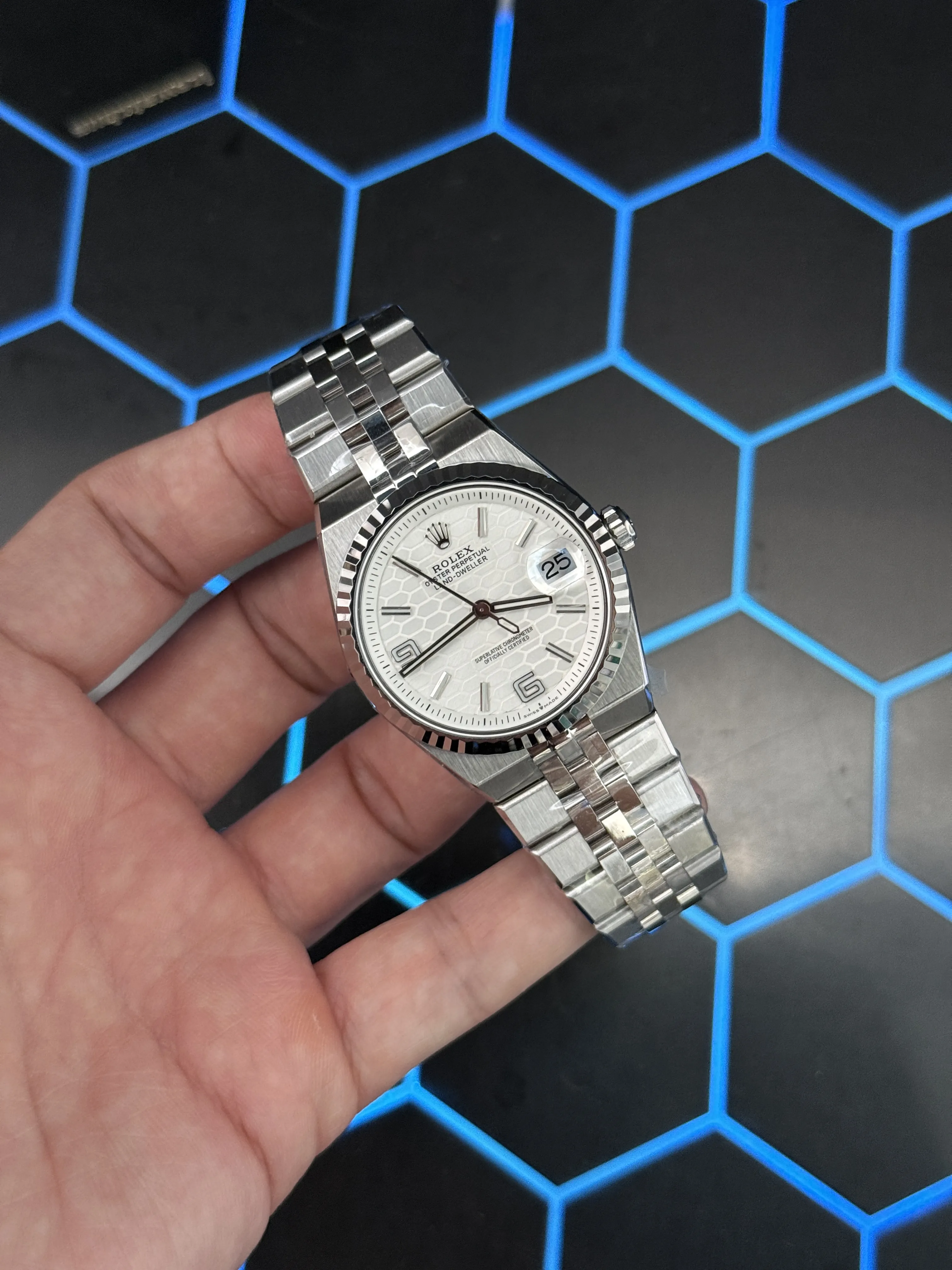 Rolex Datejust-Style Silver White Honeycomb Dial Jubilee Watch D371319538 — view 2