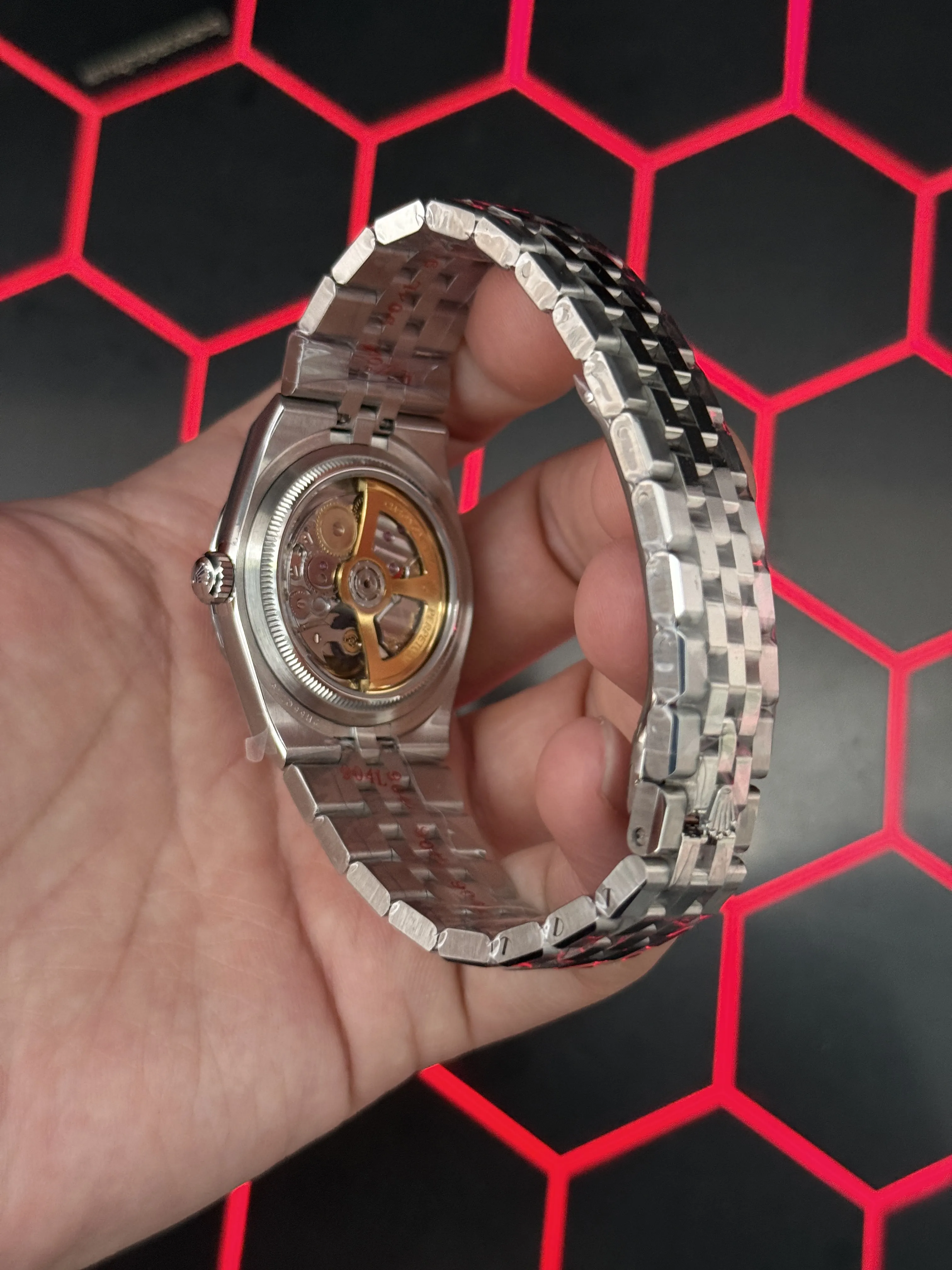 Rolex Datejust-Style Silver White Honeycomb Dial Jubilee Watch D371319538 — view 7