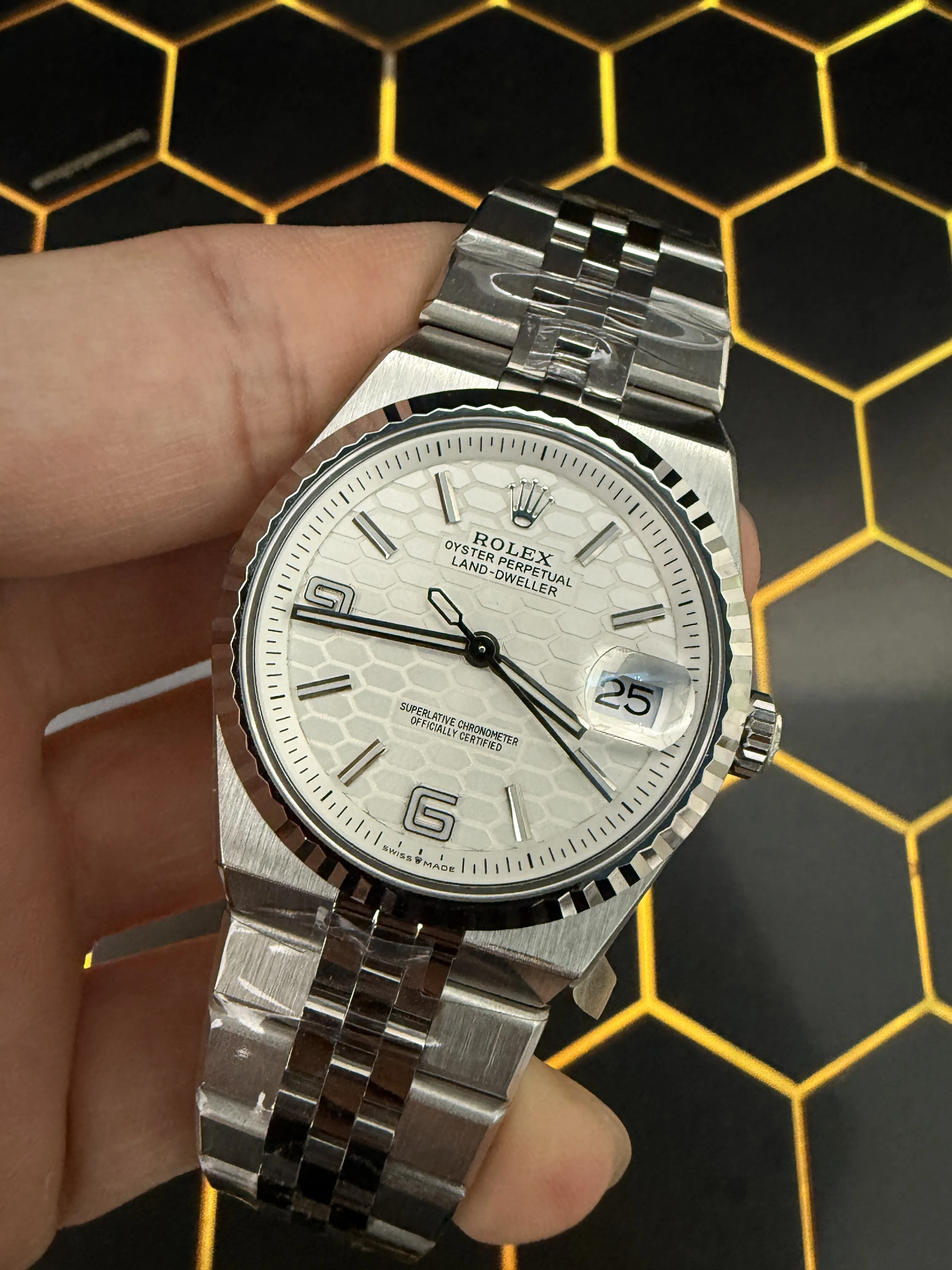 Rolex Datejust-Style Silver White Honeycomb Dial Jubilee Watch D371319538 — view 10