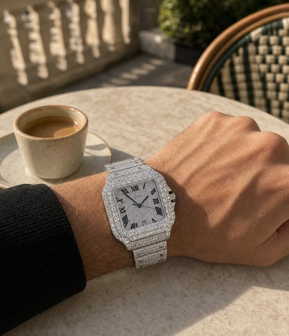 Santos 40mm Icedout Watch with Pavé Dial D1147519235