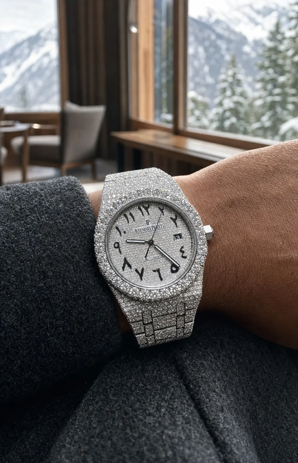 Royal Oak 15400 Icedout Watch with Arabic Dial D1147519237