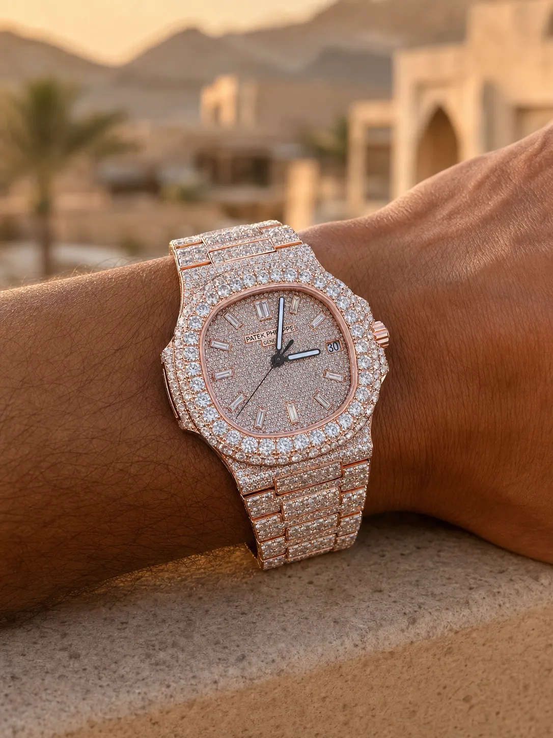Nautilus 5711 Icedout Rose Gold Watch D1147519239