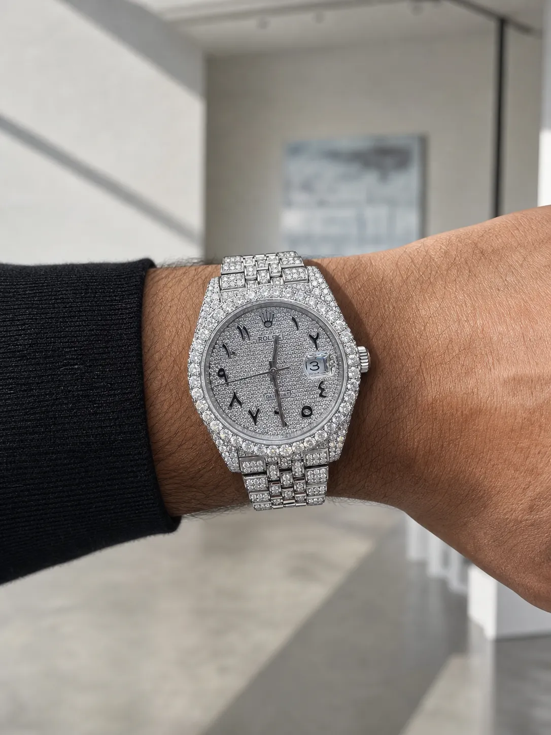 Datejust 41mm Icedout Watch with Arabic Dial D1147519251