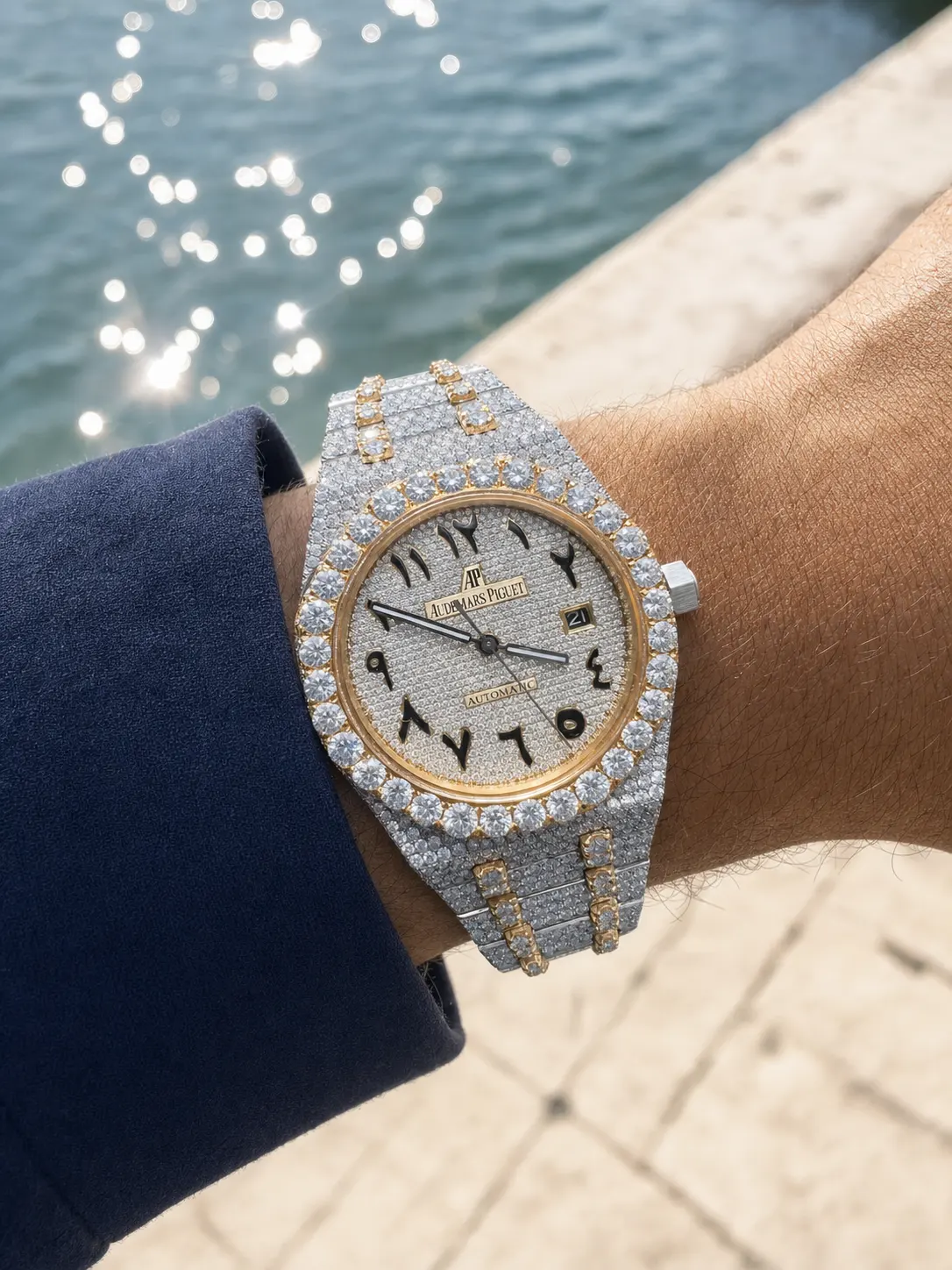 Royal Oak 15400 Icedout Watch with Arabic Dial D1147519258