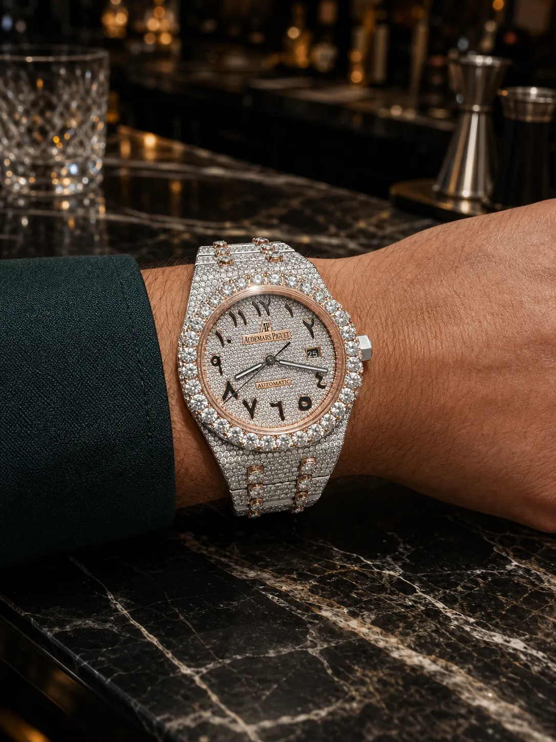 Royal Oak 15400 Icedout Watch with Arabic Dial D1147519260