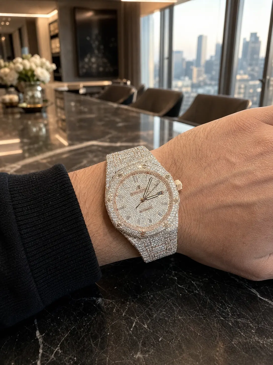Royal Oak 15400 Icedout Rose Gold Watch D1215019271
