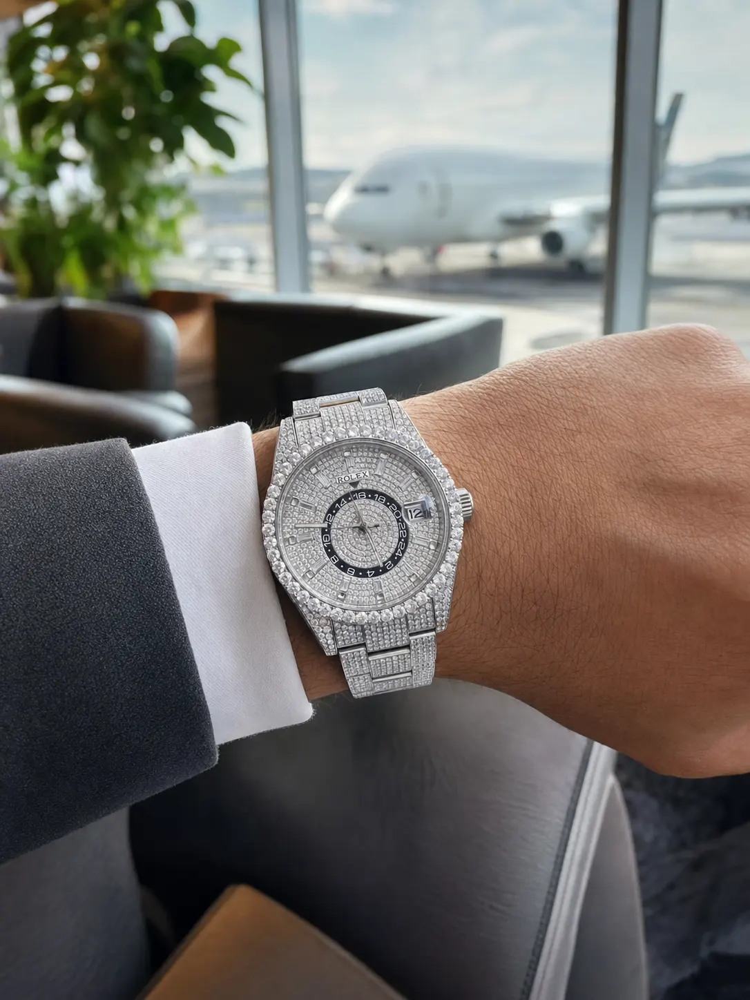 Sky-Dweller 42mm Icedout Watch with Pavé Dial D1215019272