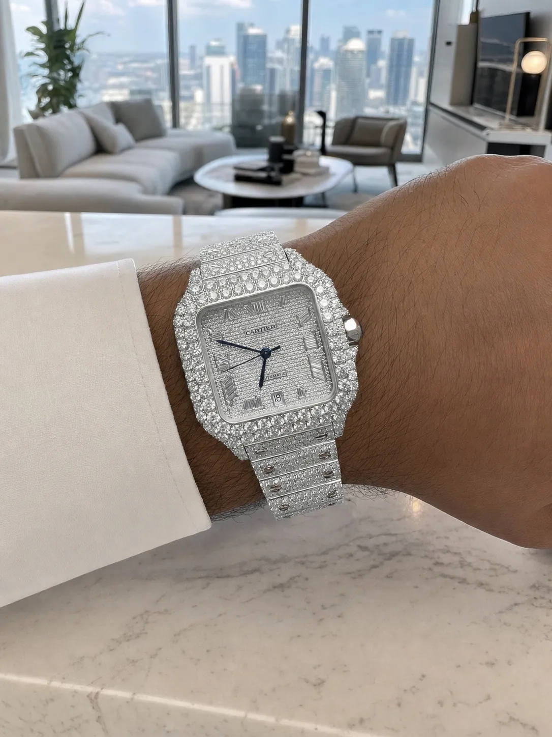 Santos 40mm Icedout Baguette Dial Watch D1215019276