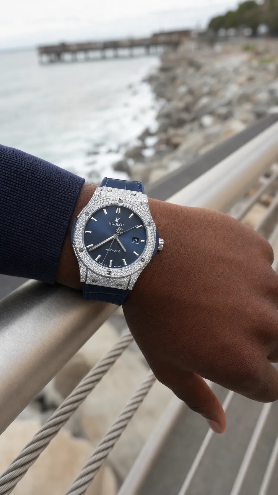 Hublot Classic Fusion Icedout Watch with Rubber Strap D945019278