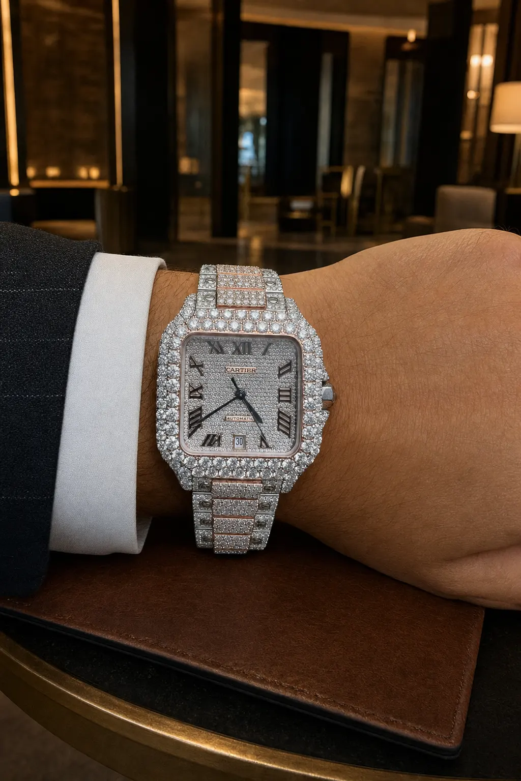 Santos de Cartier Icedout Watch 40mm D1147519285