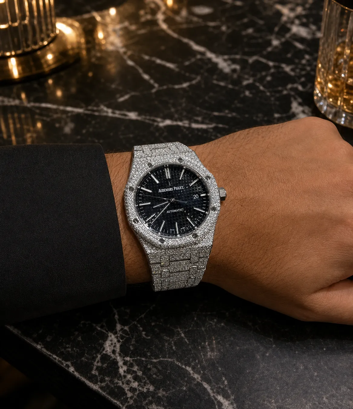 Royal Oak 15400 Icedout Watch with Black Dial D1147519305
