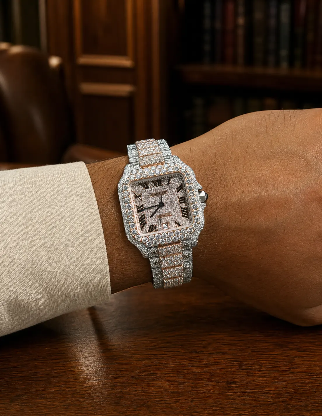 Santos de Cartier Icedout Two-Tone Watch D1147519309