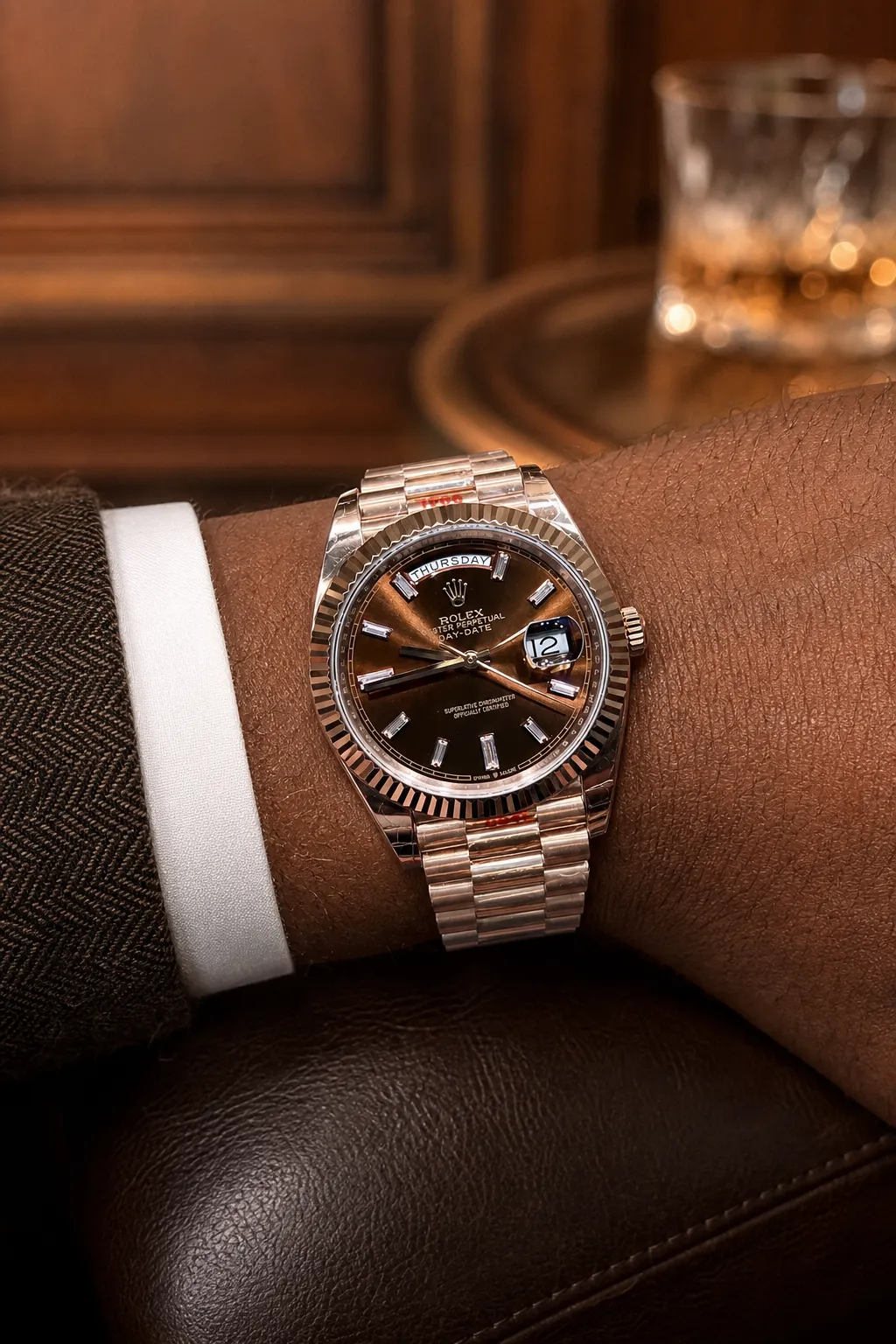 Day-Date 40mm Rose Gold Watch with Brown Dial D417219319