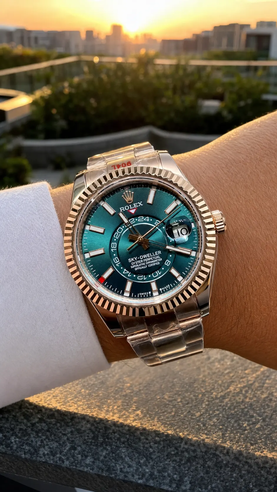 Sky-Dweller 42mm Rose Gold Watch with Green Dial D391519324