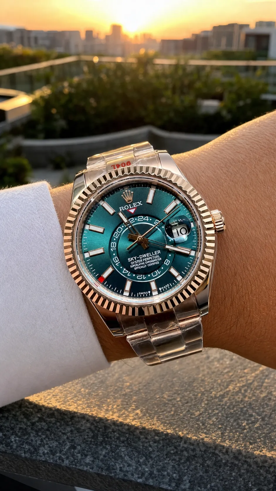 Sky-Dweller 42mm Rose Gold Watch with Green Dial D391519324