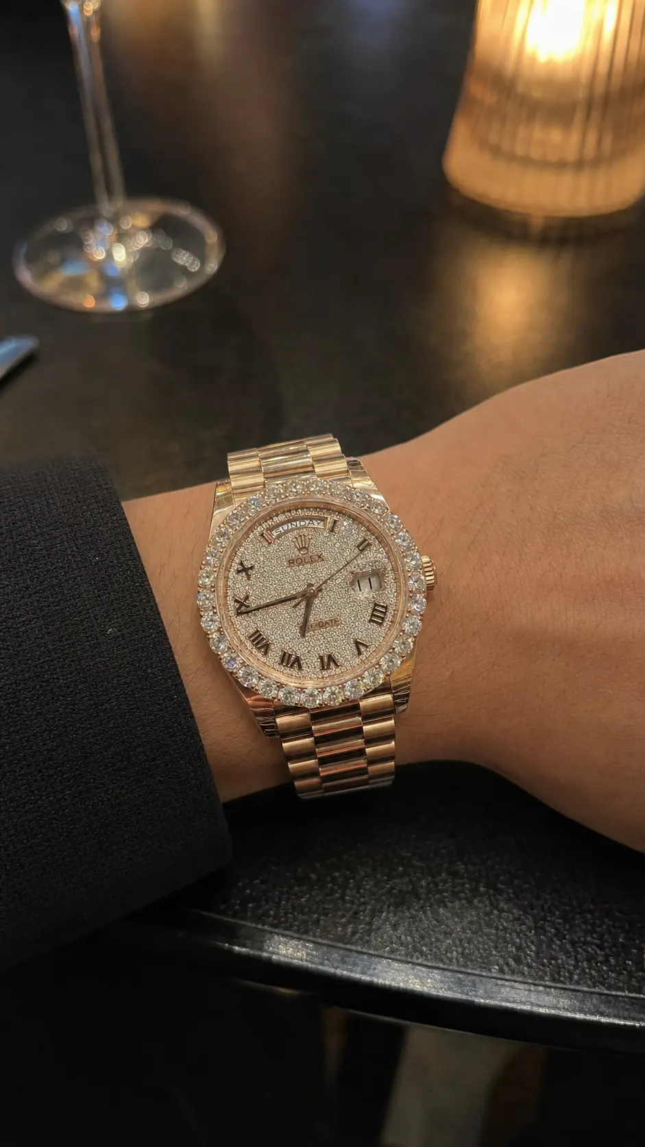 Day-Date 40mm Icedout Watch with Roman Dial D607519333