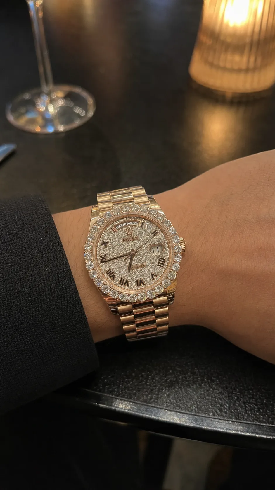 Day-Date 40mm Icedout Watch with Roman Dial D607519333
