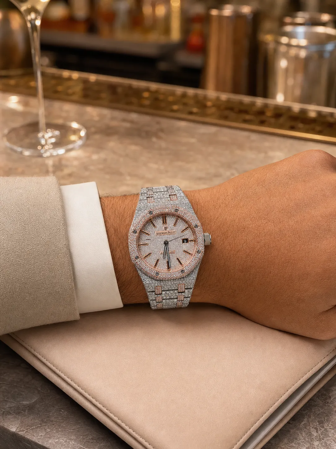Royal Oak Two-Tone Pavé Dial Icedout Watch D1215019353