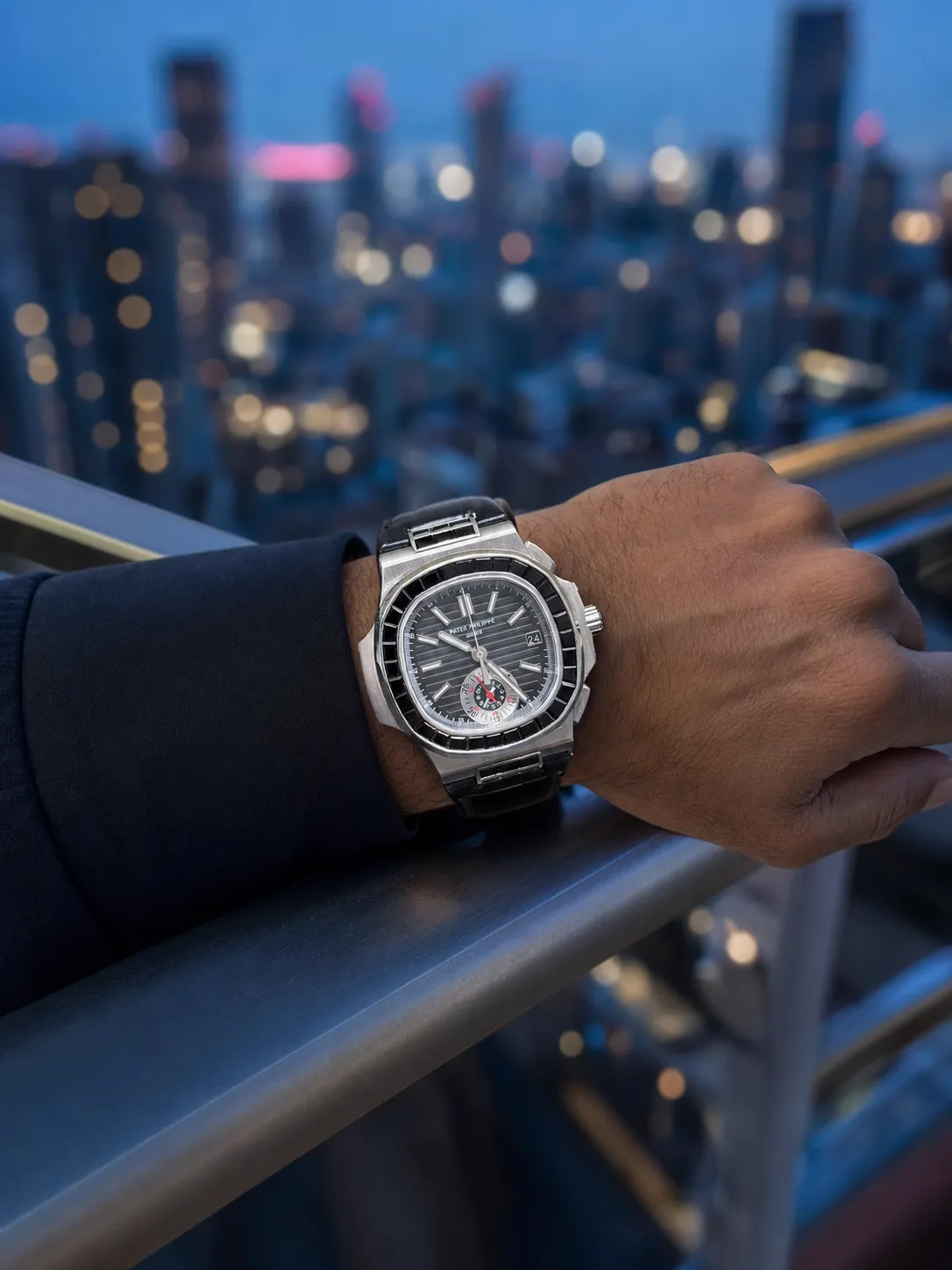 Nautilus Chronograph with Black Baguette Bezel D877519380