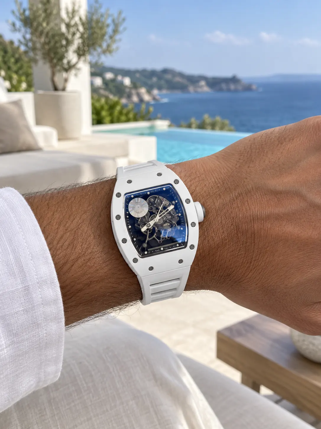 Richard Mille Tonneau Skeleton White Watch 0480 D621019856