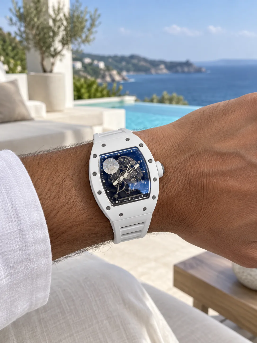 Richard Mille Tonneau Skeleton White Watch 0480 D621019856