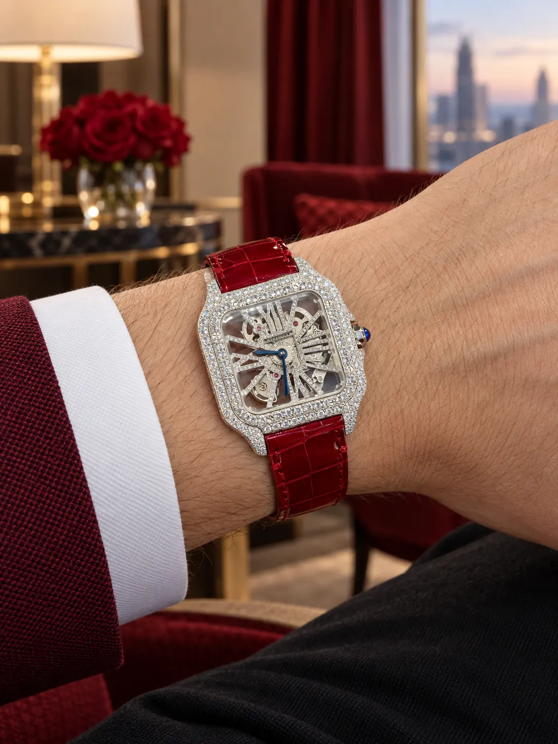 Cartier Santos Skeleton Silver-tone Watch 0523 D877519871