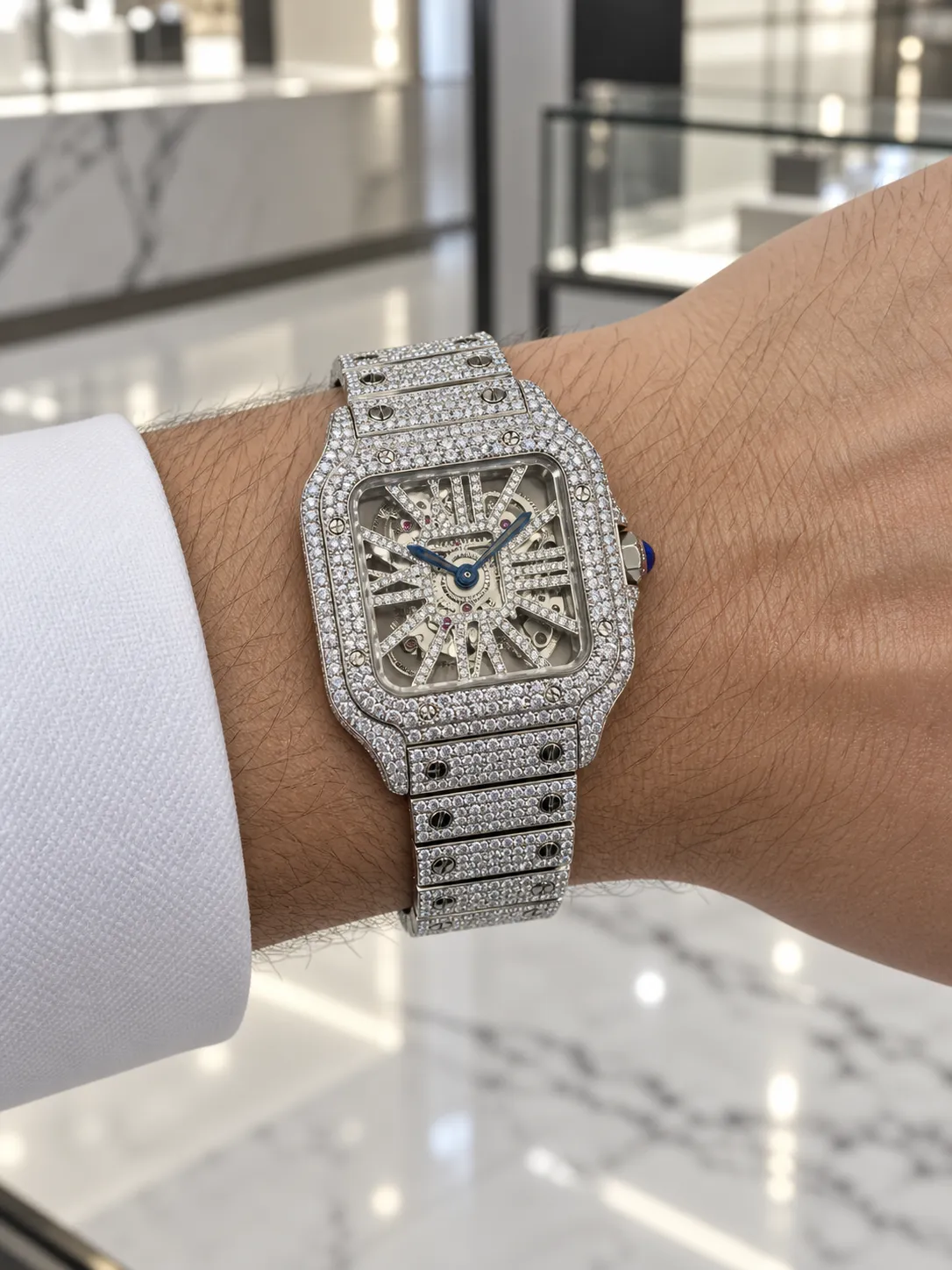 Cartier Santos Skeleton Silver-tone Watch 0525 D1215019873