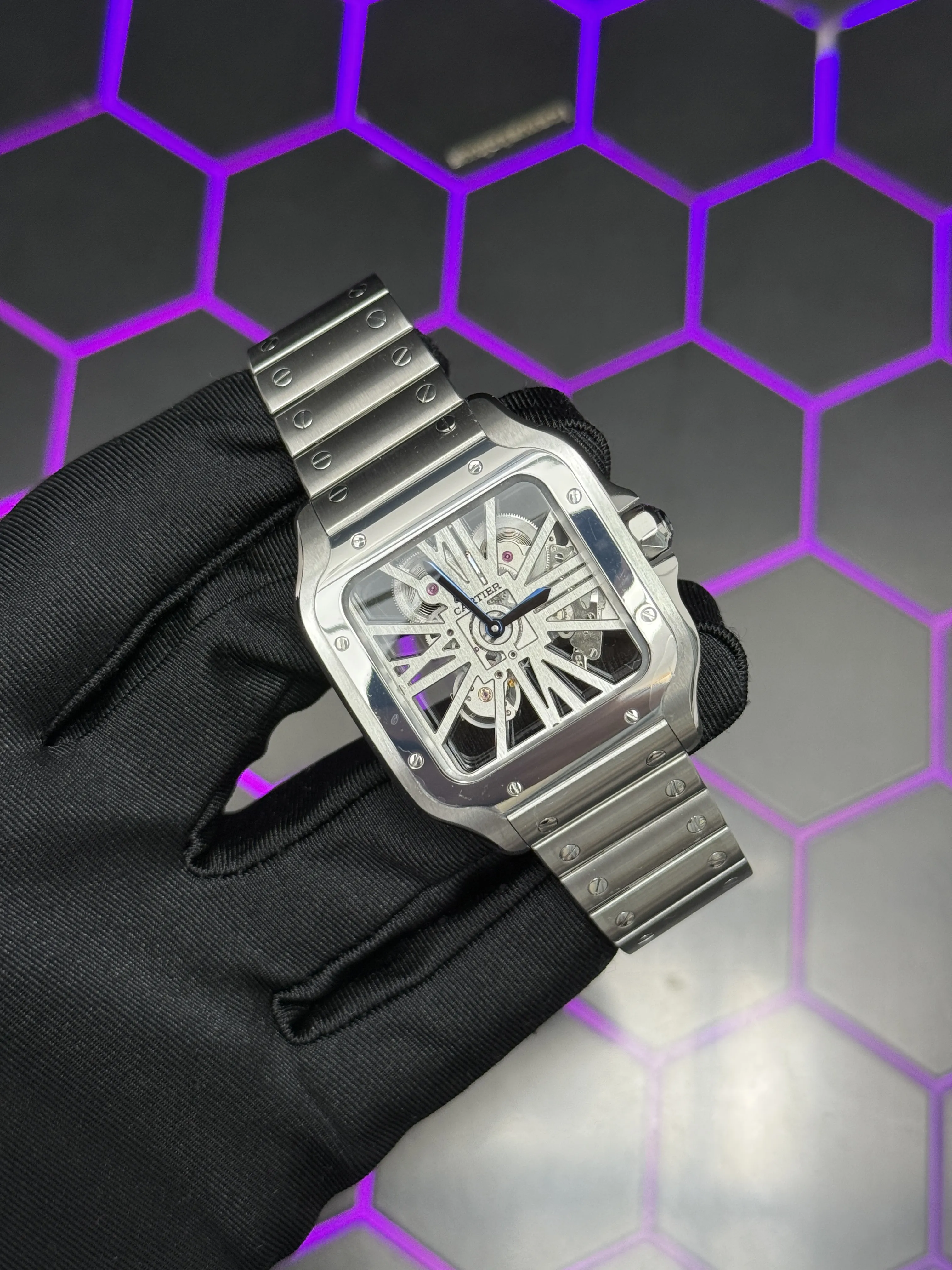 Cartier Santos Skeleton Silver-tone Watch 0604 D459019902 — view 2