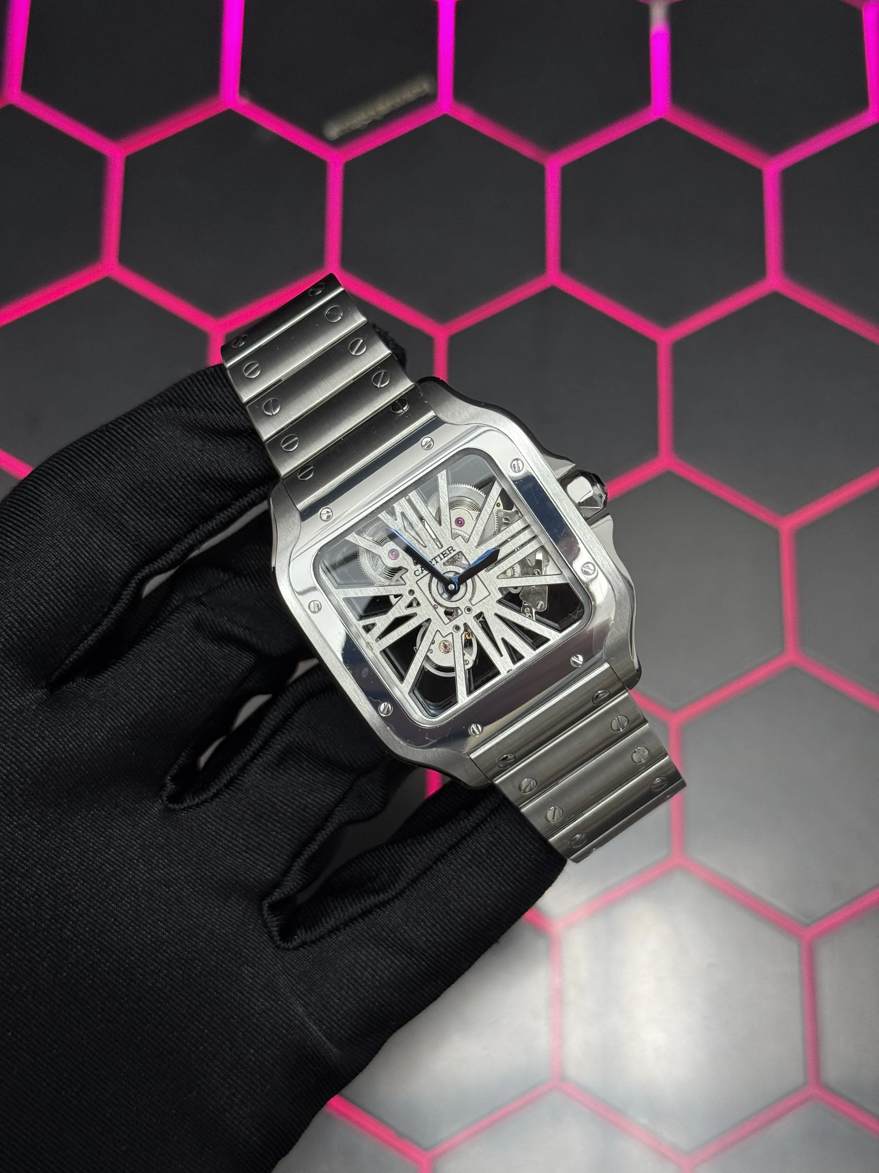 Cartier Santos Skeleton Silver-tone Watch 0604 D459019902 — view 3