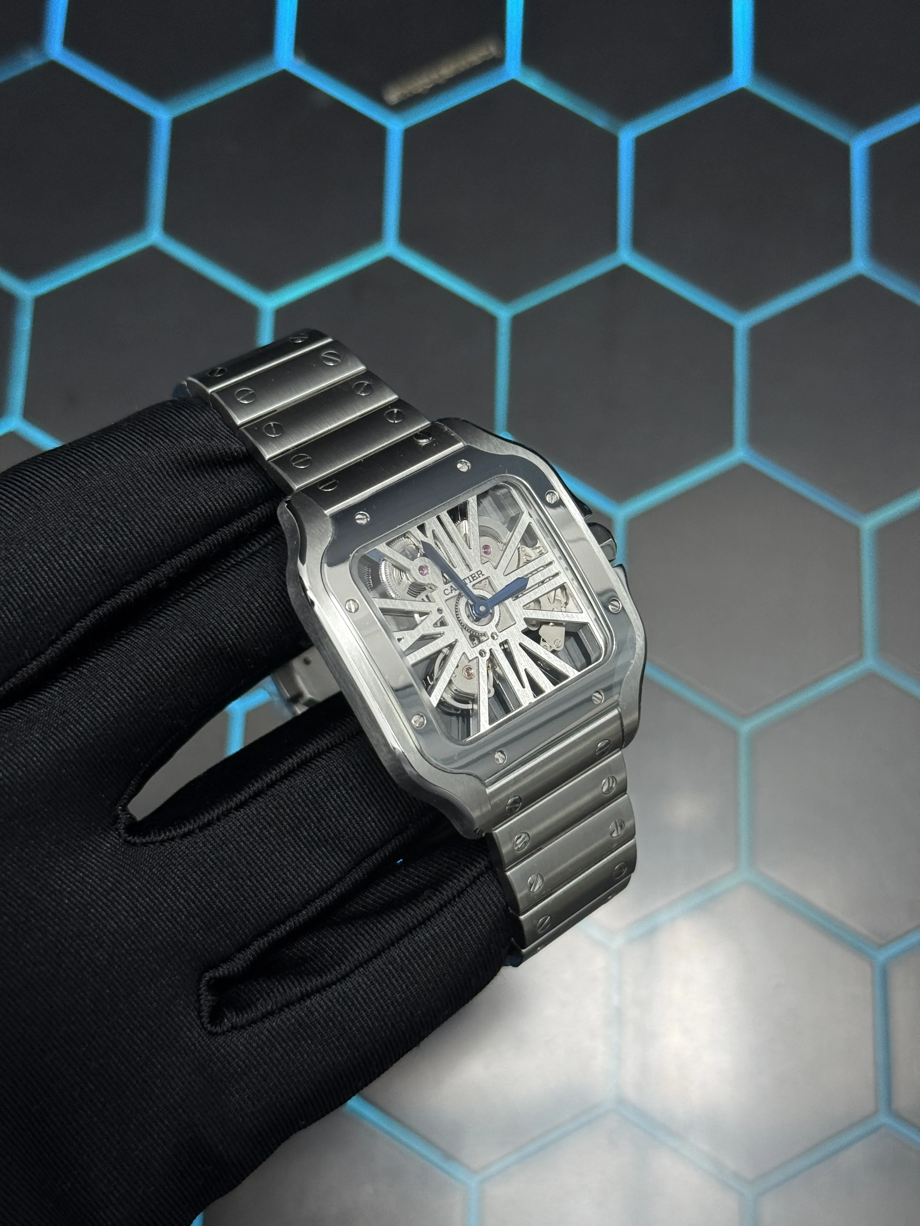 Cartier Santos Skeleton Silver-tone Watch 0604 D459019902 — view 4