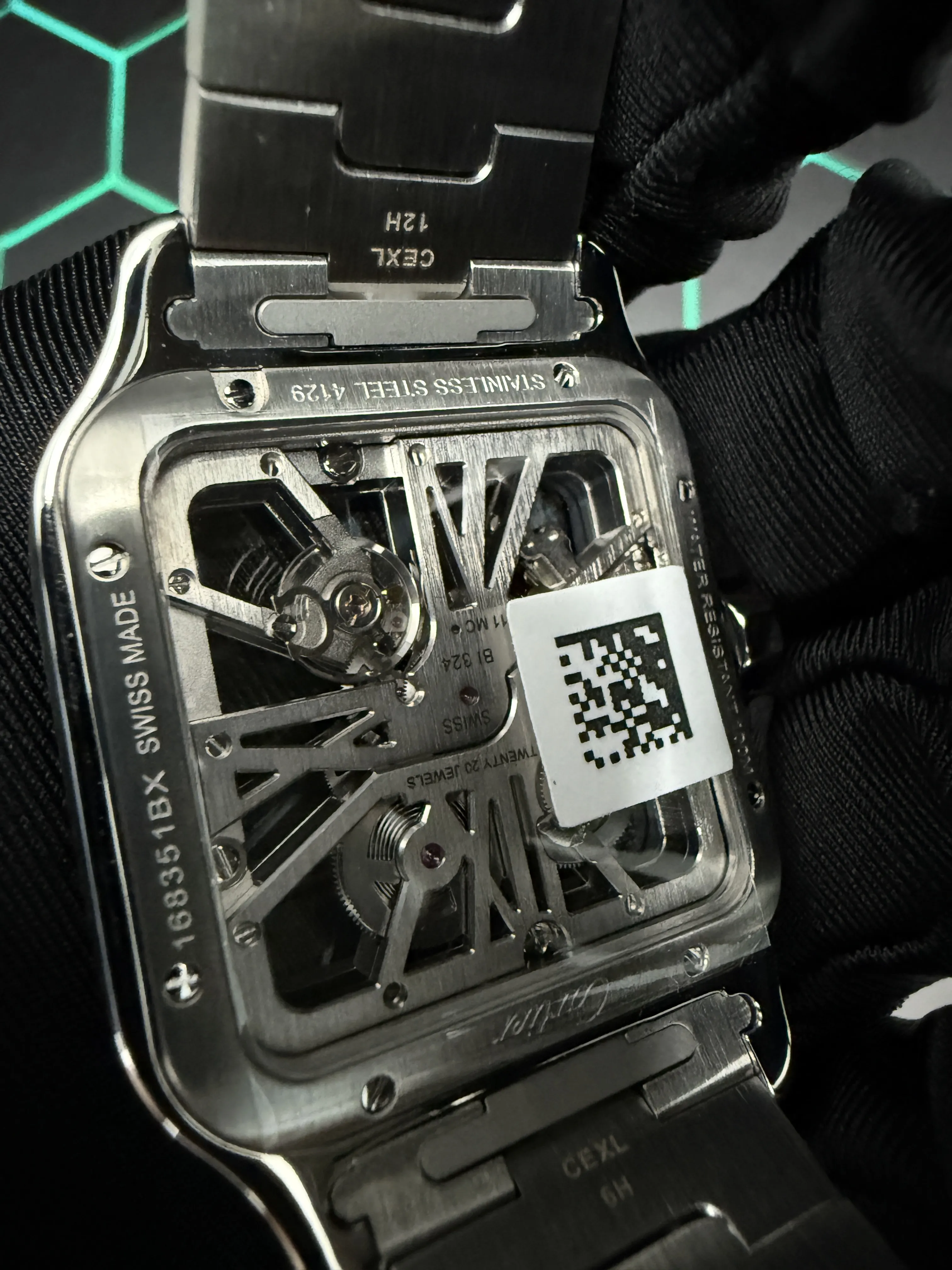 Cartier Santos Skeleton Silver-tone Watch 0604 D459019902 — view 9